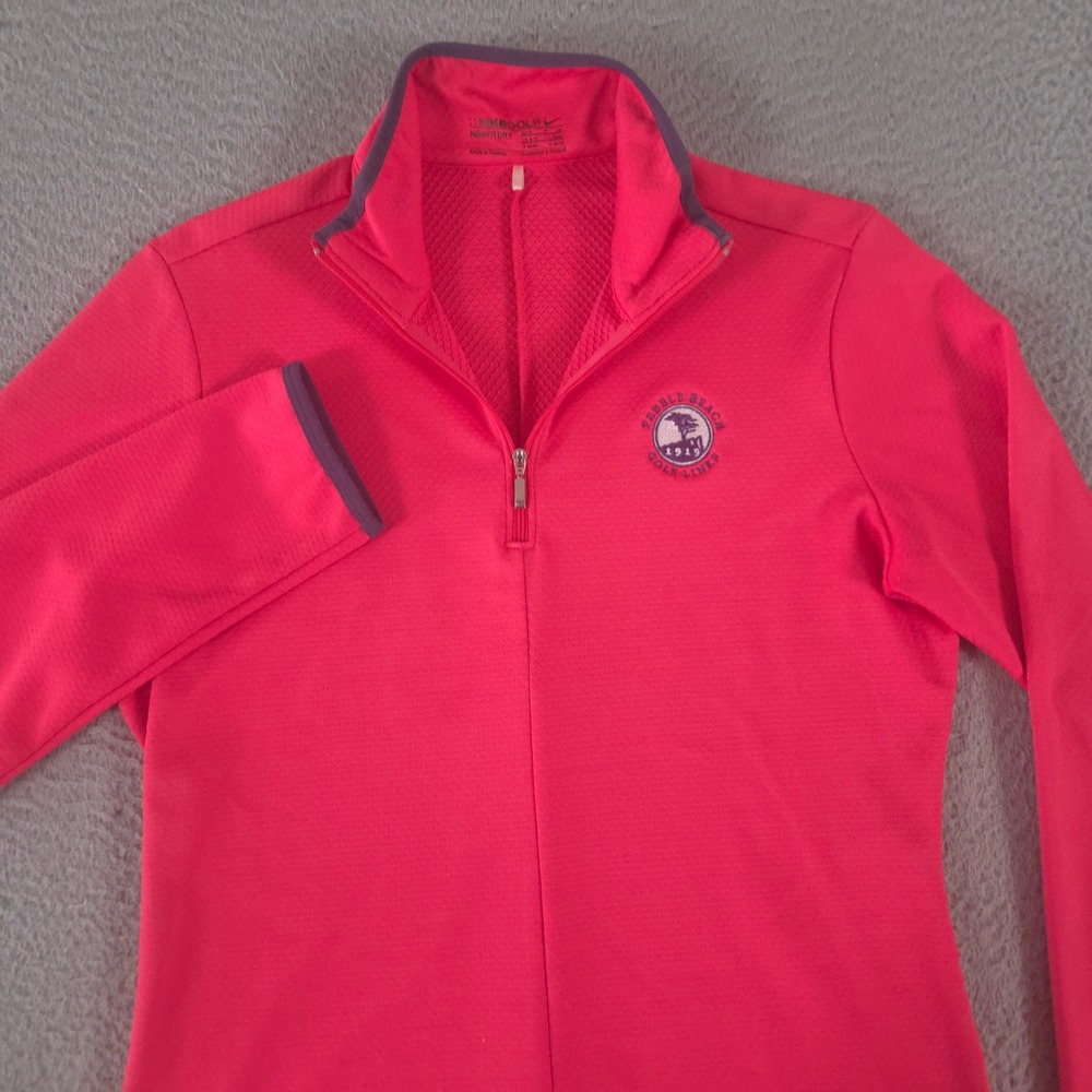 VINTAGE Nike‎ Pullover Womens Small Pink Golf FitDry 1/4 Zip Honeycomb Y2K